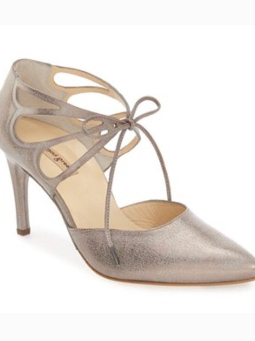 Paul Green Justeen High Heel Shoes d'Orsay Suede Heels La Smoke Metallic US 7.5